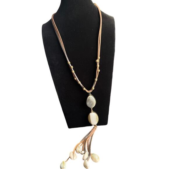 VTG Lot Of 5 Beaded Statement Necklaces One Chicos One Owl Shells Brown Tones - Picture 7 of 12